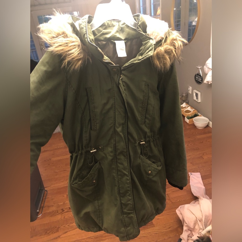 Olive green winter coat